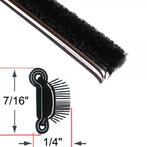 Rubber The Right Way - Beltline Weatherstrip - Also Called Window Sweeps, Felts or Fuzzies - Pair of 3' Strips - Inner or Outer - 7/16" Tall 1/4" Wide - Stainless Bead