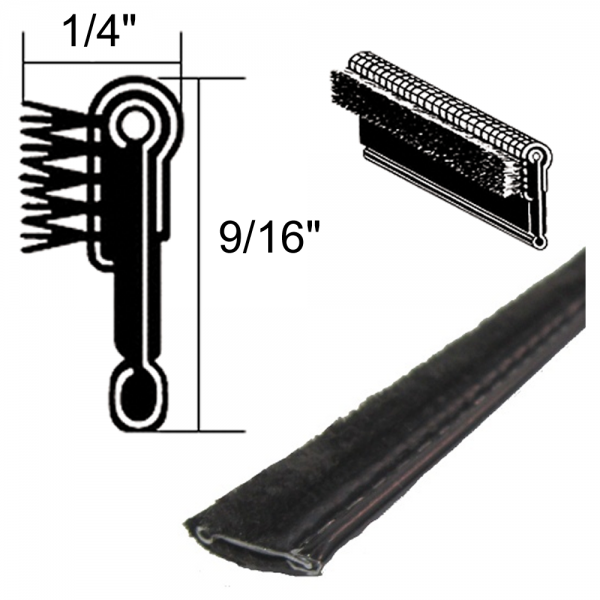Rubber The Right Way - Beltline Weatherstrip - Also Called Window Sweeps, Felts or Fuzzies - Flexible - Pair of 4' Strips - Inner or Outer - 9/16" Tall 1/4" Wide
