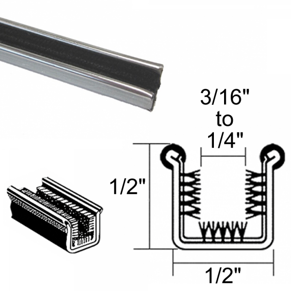 Rubber The Right Way - Window Run Channel - Rigid - With Stainless Bead - Pair of 3' Strips - 1/2" Tall 1/2" Wide