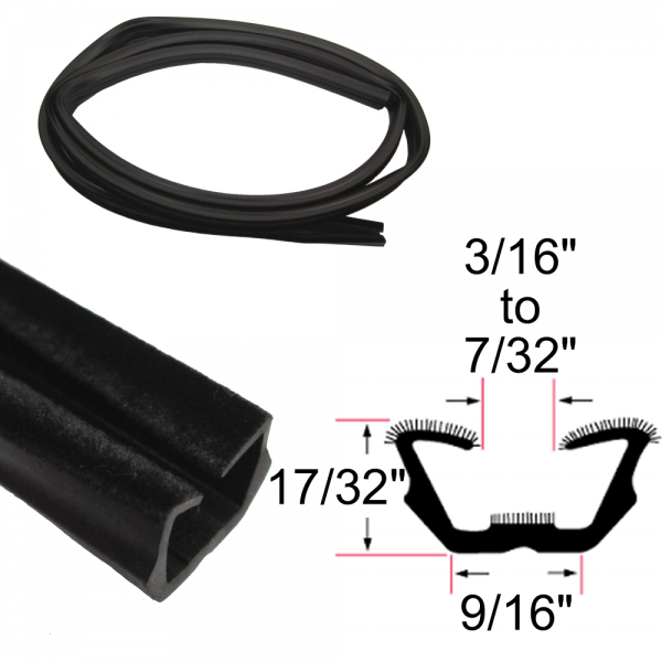 Rubber The Right Way - Glass Run Channel - Flexible - 8' Strip - 17*32" Tall 9/16" Wide