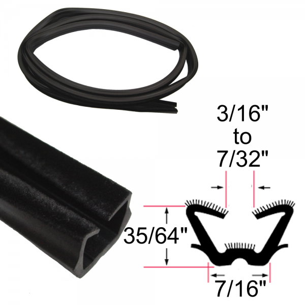 Rubber The Right Way - Glass Run Channel - Flexible - 6' Strip - 35/64" Tall 7/16" Wide