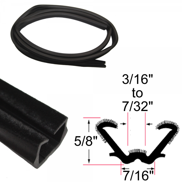 Rubber The Right Way - Glass Run Channel - Flexible - 8' Strip - 5/8" Tall 7/16" Wide