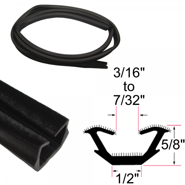 Rubber The Right Way - Glass Run Channel - Flexible - 8' Strip - 5/8" Tall 1/2" Wide