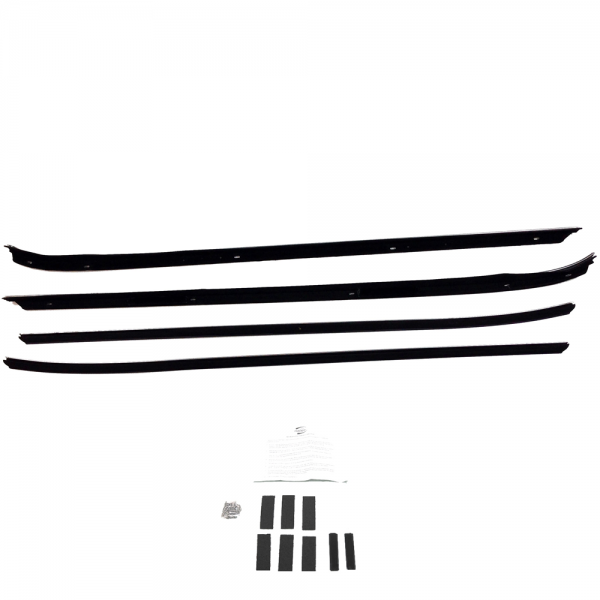 Rubber The Right Way - Windowfelt  - Complete 4 Piece Kit - Pre-Cut & Formed As Original - Models Without Special Molding On Door / Outers Have Chrome "Lip"