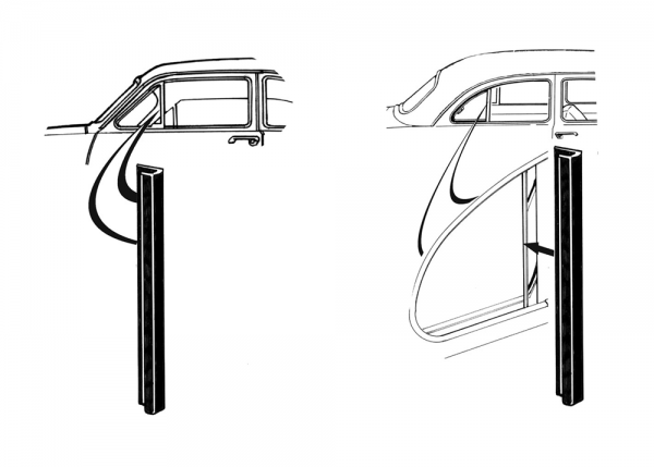 Rubber The Right Way - Back Edge of Vent Window Seal - For Front OR Rear Door Vent Windows - With Tabs