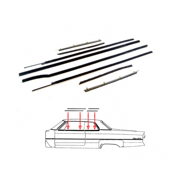 Rubber The Right Way - Window Felt or Anti-Rattler - Complete 8 Piece Kit - Pre-Cut & Formed As Original