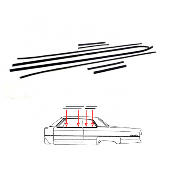 Rubber The Right Way - Window Felt or Anti-Rattler - Complete 8 Piece Kit - Pre-Cut & Formed As Original
