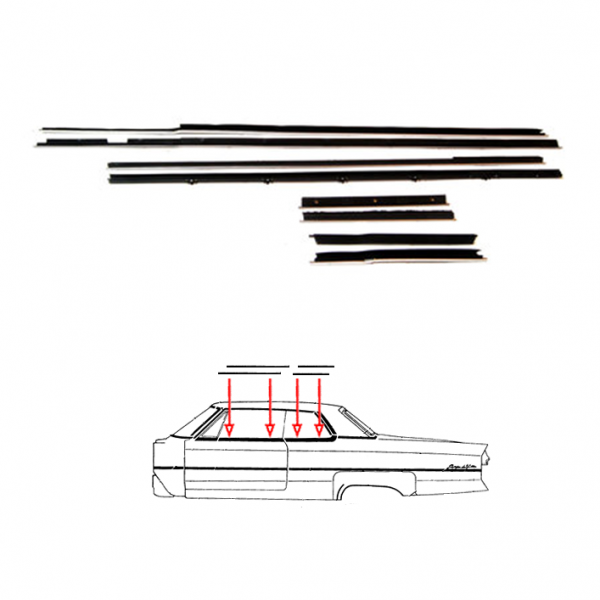 Rubber The Right Way - Window Felt or Anti-Rattler - Complete 8 Piece Kit - Pre-Cut & Formed As Original