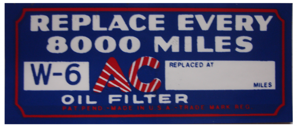 Rubber The Right Way - "AC" Oil Filter Decal (W-6)