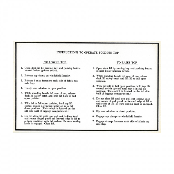 Rubber The Right Way - Convertible Top Instructions Decal