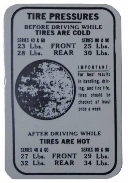 Rubber The Right Way - Tire Pressure Decal