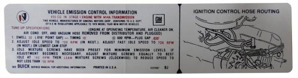 Rubber The Right Way - Manual Transmission Emission Decal - 455-4V Stage I