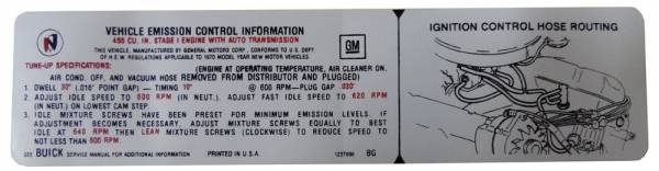 Rubber The Right Way - Automatic Transmission Emission Decal - 455-4V Stage I