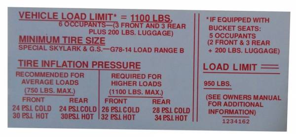 Rubber The Right Way - Tire Pressure Decal