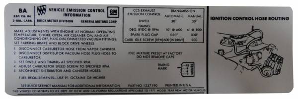 Rubber The Right Way - Manual & Automatic Transmission Emission Decal - 350-2V