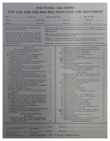 Rubber The Right Way - New Vehicle Inspection Sheet
