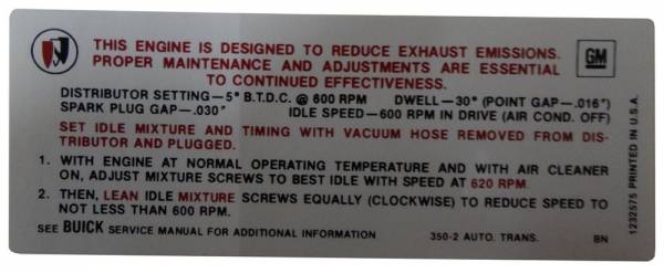 Rubber The Right Way - Automatic Transmission Emission Decal - 350-2V