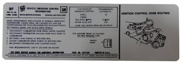 Rubber The Right Way - Automatic Transmission Emission Decal - 350-4V