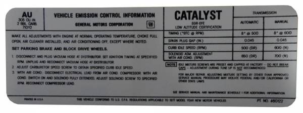 Rubber The Right Way - Manual & Automatic Transmission Emission Decal - 305-2V