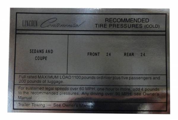 Rubber The Right Way - Tire Pressure Decal