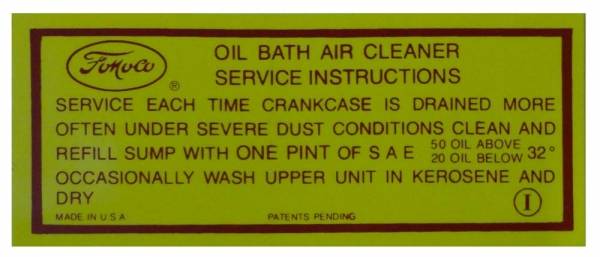 Rubber The Right Way - Air Cleaner Service Decal - Oil Bath