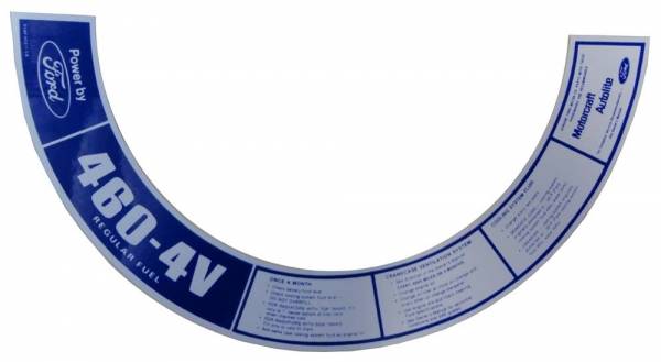 Rubber The Right Way - "460 4V" Air Cleaner Decal