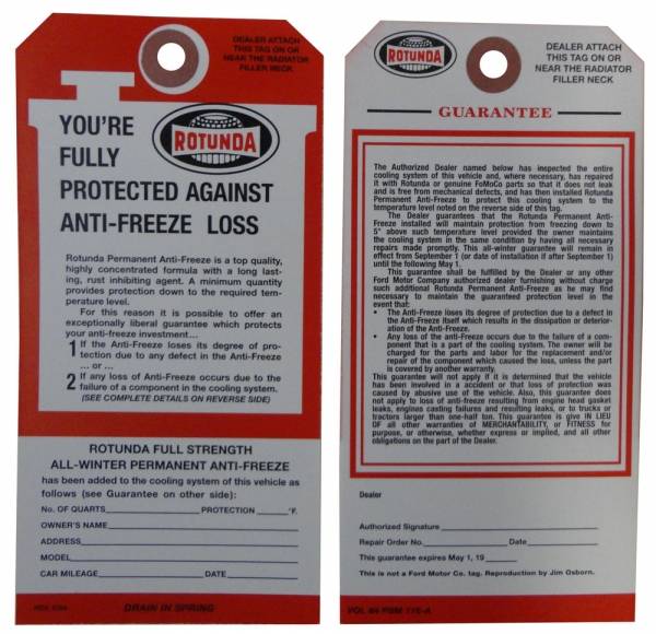 Rubber The Right Way - Rotunda Antifreeze Tag