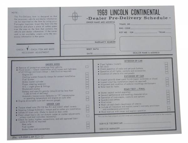 Rubber The Right Way - Dealer Pre-Delivery Sheet