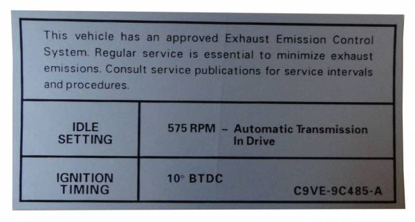 Rubber The Right Way - 460 Automatic Transmission Emission Decal