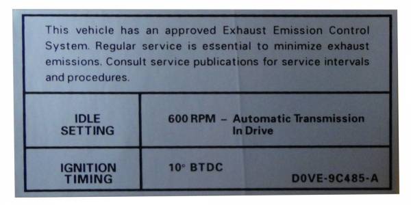 Rubber The Right Way - 460 Automatic Transmission Emission Decal