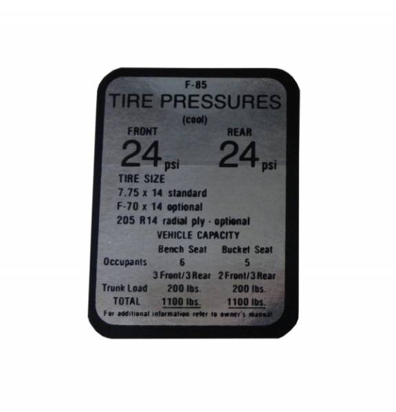 Rubber The Right Way - Tire Pressure Decal