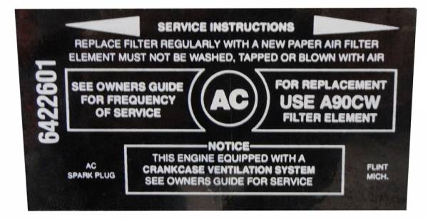 Rubber The Right Way - Air Cleaner Service Instructions Decal