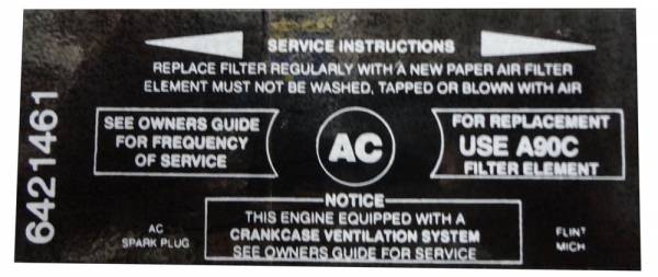Rubber The Right Way - Air Cleaner Service Instructions Decal