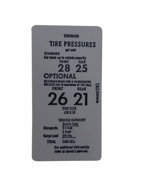 Rubber The Right Way - Tire Pressure Decal