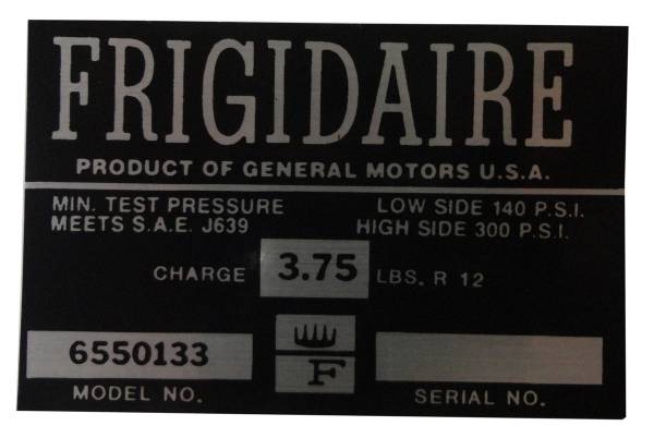 Rubber The Right Way - Frigidaire AC Compressor Decal