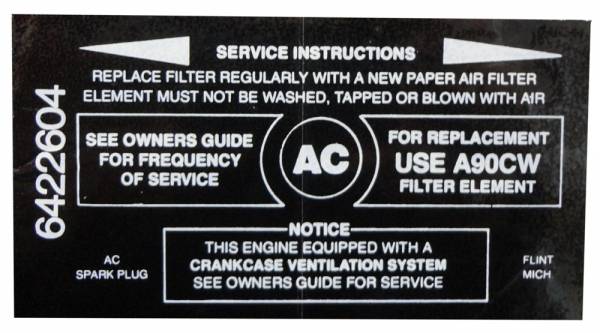 Rubber The Right Way - Air Cleaner Service Instructions Decal