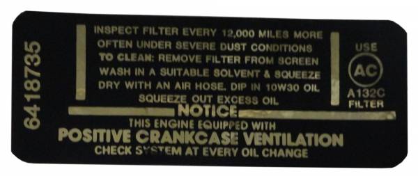 Rubber The Right Way - Air Cleaner Service Instructions Decal