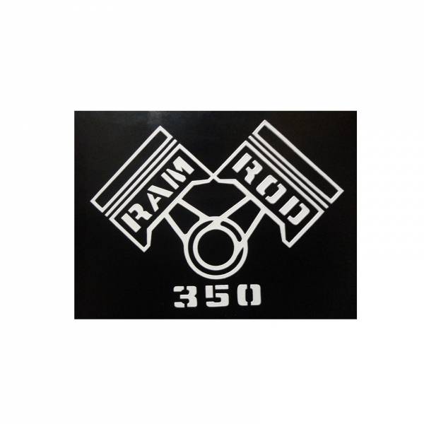 Rubber The Right Way - "Ram Rod 350" Fender Decal (White)