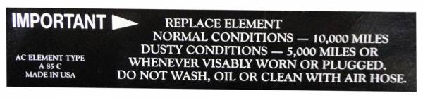 Rubber The Right Way - Air Cleaner Service Instructions Decal - White