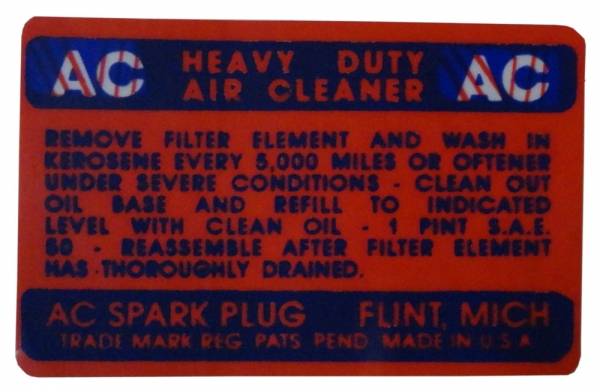 Rubber The Right Way - Oil Bath Air Cleaner Service Instructions Decal