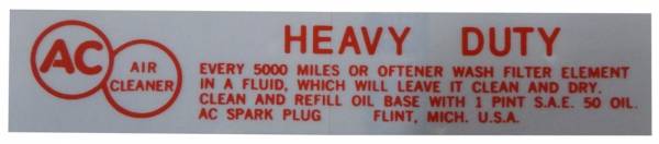 Rubber The Right Way - Air Cleaner Service Instructions Decal