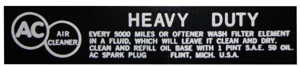 Rubber The Right Way - Air Cleaner Service Instructions Decal