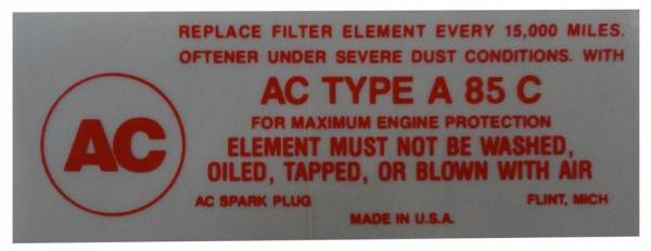 Rubber The Right Way - Air Cleaner Service Instructions Decal