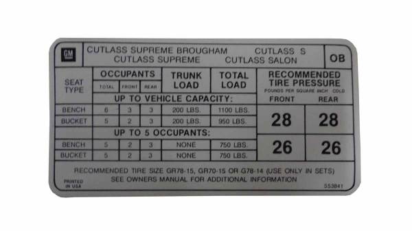 Rubber The Right Way - Tire Pressure Decal