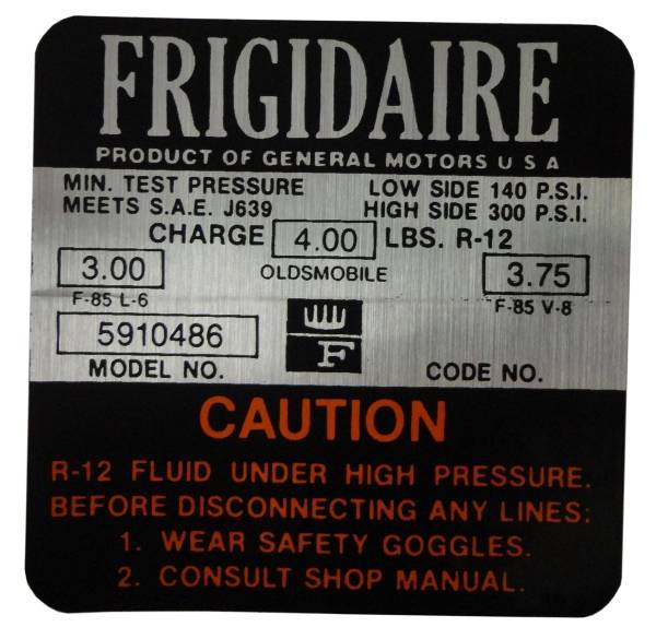 Rubber The Right Way - Frigidaire AC Compressor Decal (Orange)