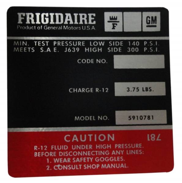 Rubber The Right Way - Frigidaire AC Compressor Decal