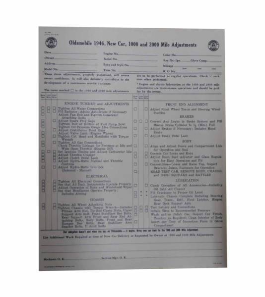 Rubber The Right Way - New Vehicle Pre-Delivery Sheet