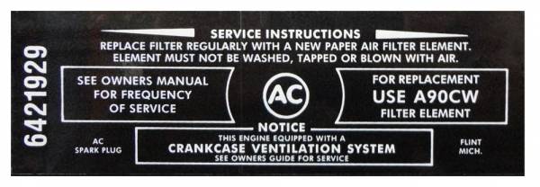 Rubber The Right Way - Air Cleaner Service Instructions Decal
