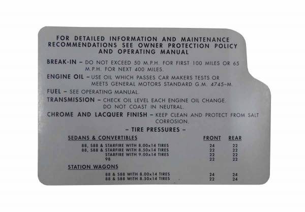 Rubber The Right Way - Tire Pressure / Oil Decal