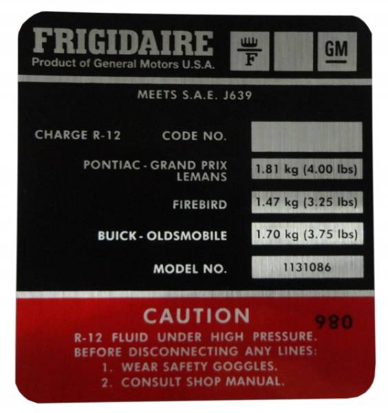 Rubber The Right Way - Frigidaire AC Compressor Decal